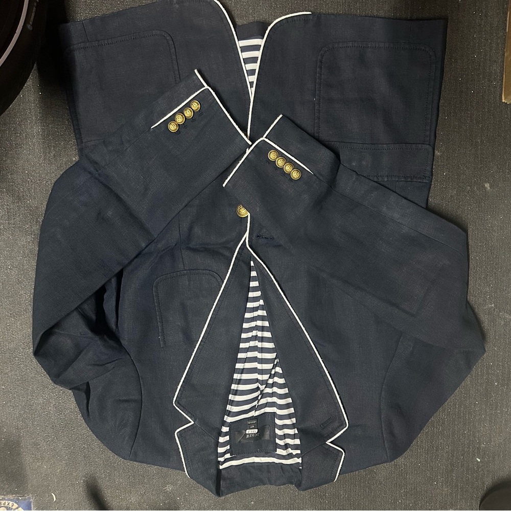 J. Crew Striped Navy and White Blazer